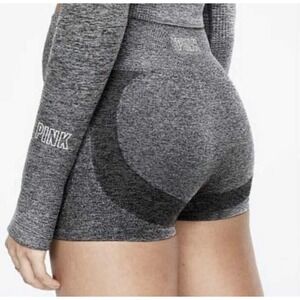 PINK Sport Seamless Shortie Shorts Women's Sz Medium Heather Gray Active Workout